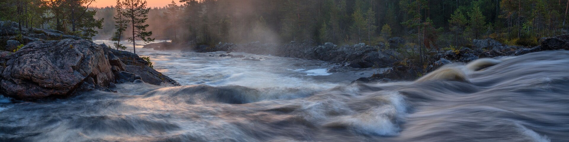Sweden, Halsingland, View of Voxnan river
