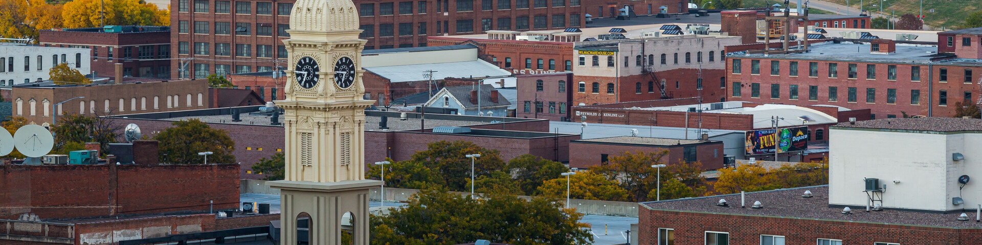 Town Clock Overlooks Mississippi Town Dubuque