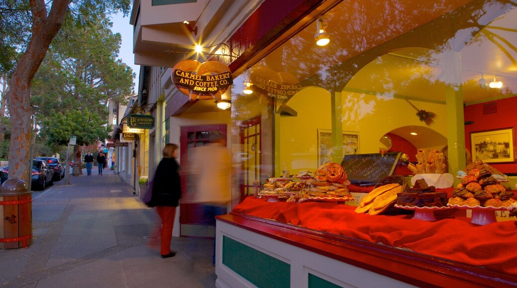 Carmel showing a city, street scenes and food