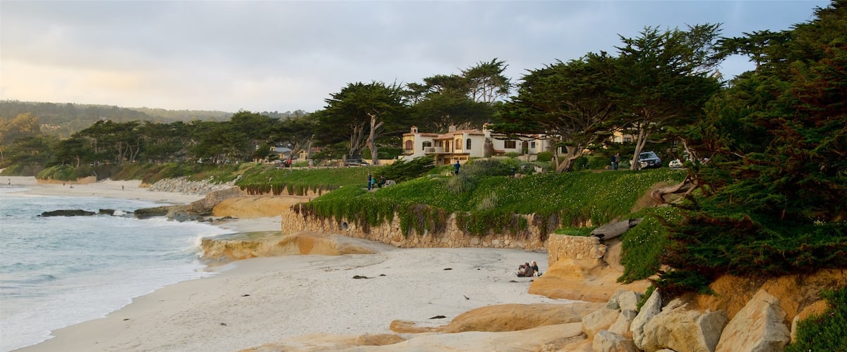 Carmel caratteristiche di vista della costa, spiaggia sabbiosa e tramonto