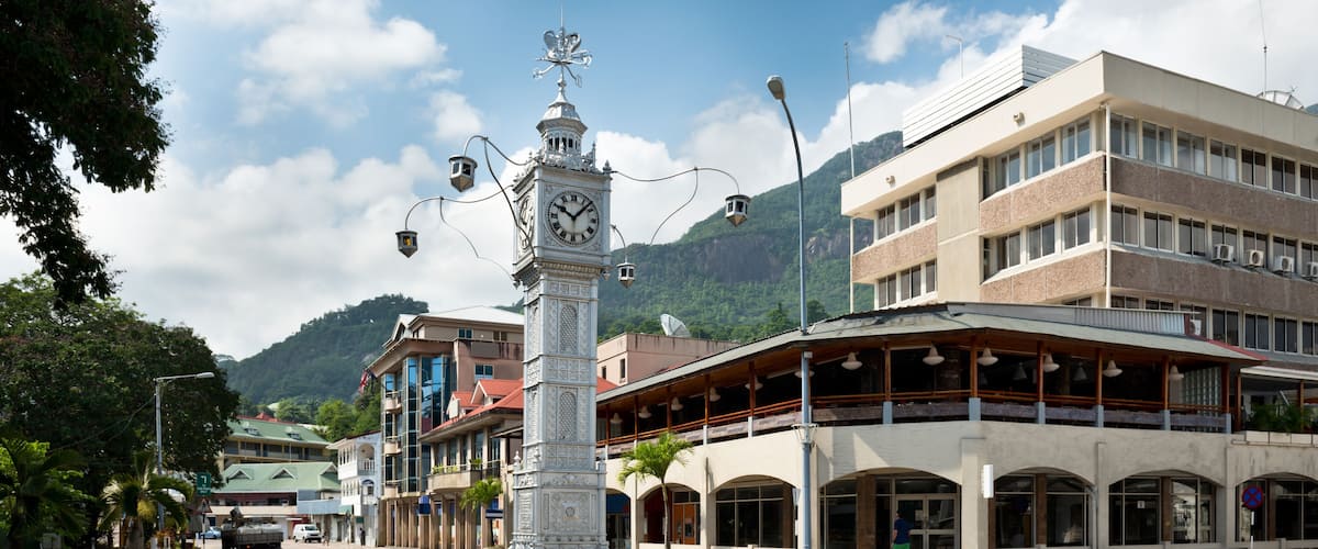 The clock tower of Victoria, Seychelles
