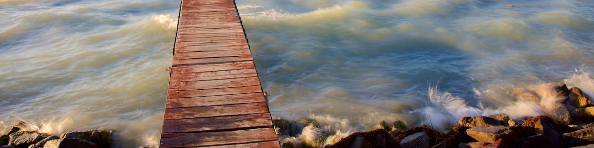 Lake Balaton showing views, rugged coastline and surf