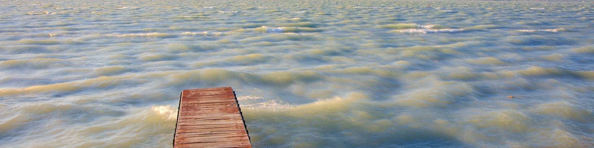 Lake Balaton showing views, rugged coastline and surf