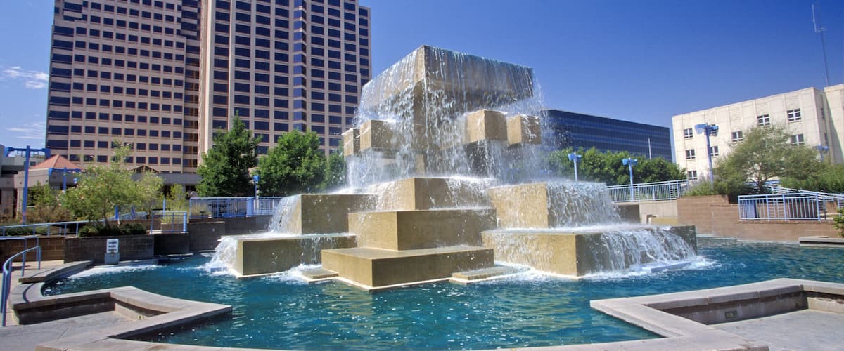 Fountain in the city center of downtown Albuquerque, NM
