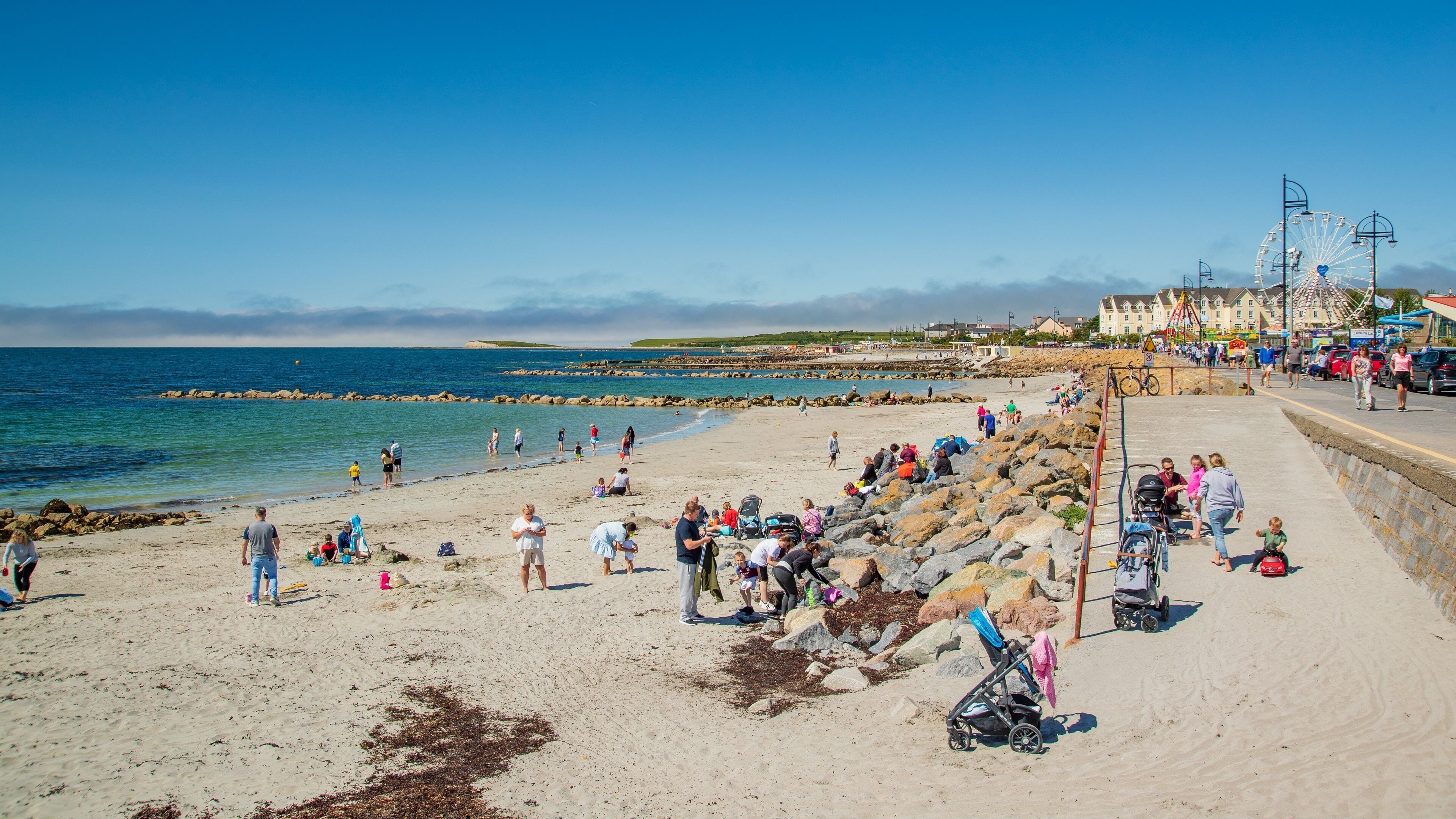 Salthill showing a beach and general coastal views