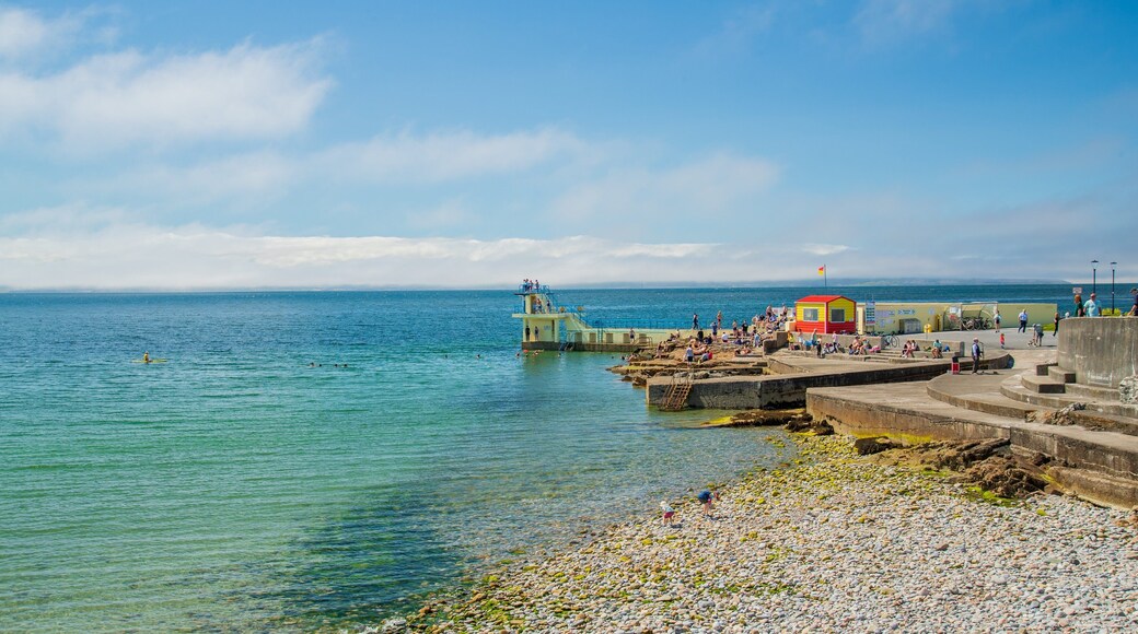 Salthill which includes a pebble beach, swimming and general coastal views