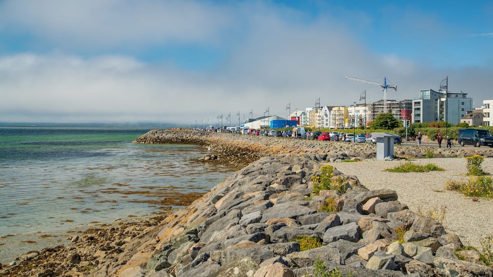Salthill featuring a coastal town and general coastal views