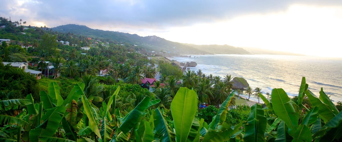 Bathsheba which includes a coastal town, landscape views and general coastal views