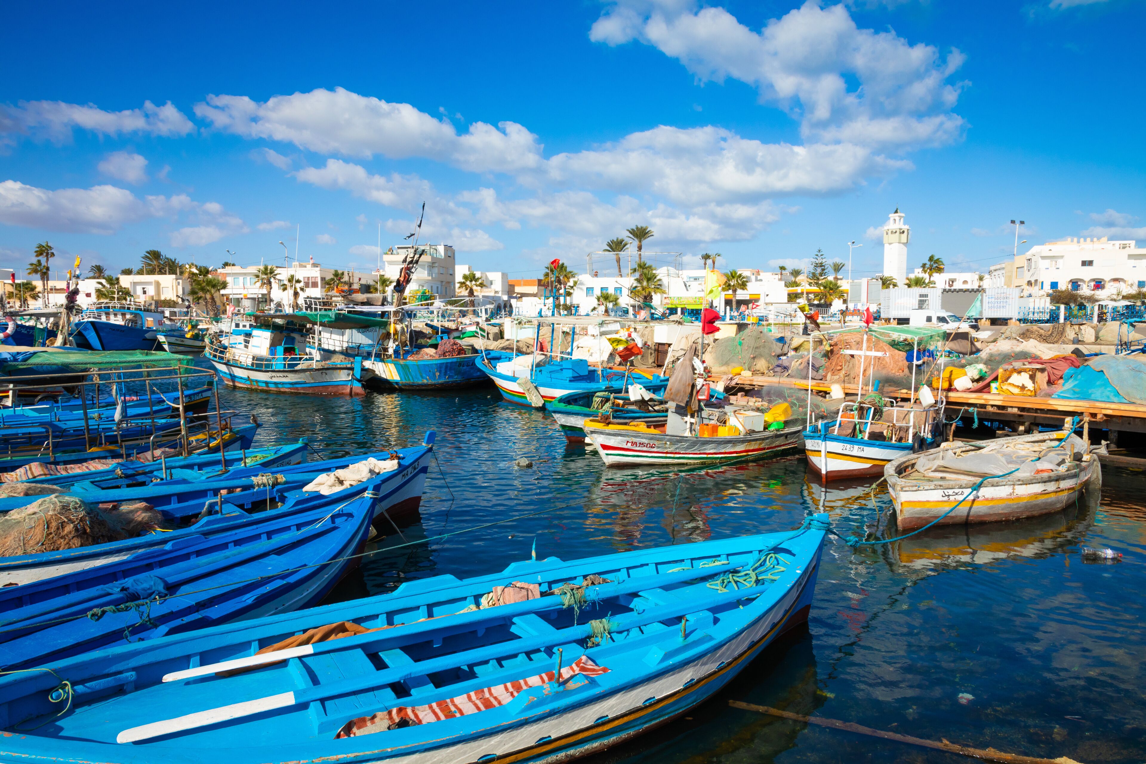 Boats in a fishing port in Mahdia, Tunisia.