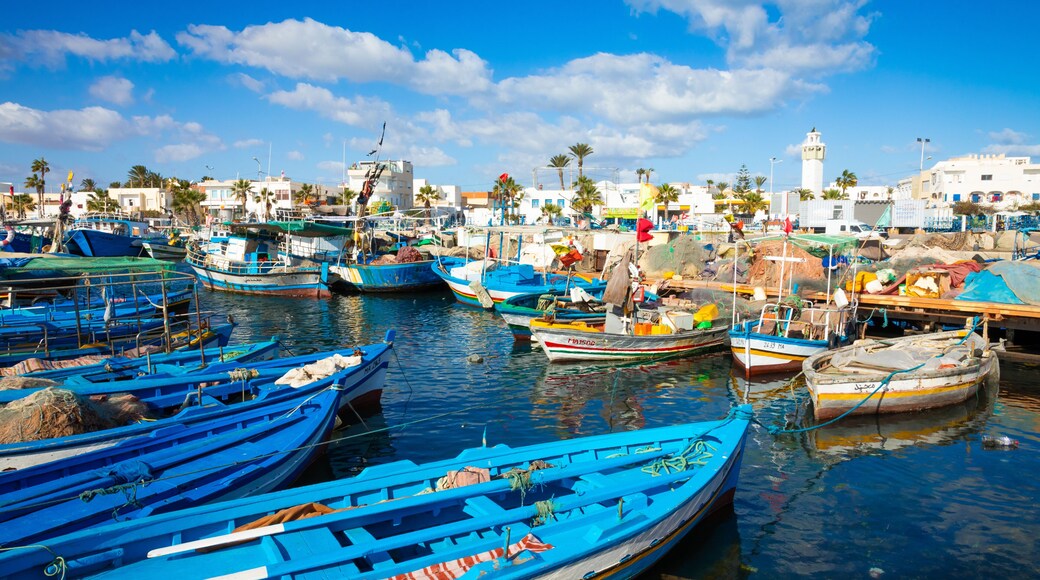 Boats in a fishing port in Mahdia, Tunisia.