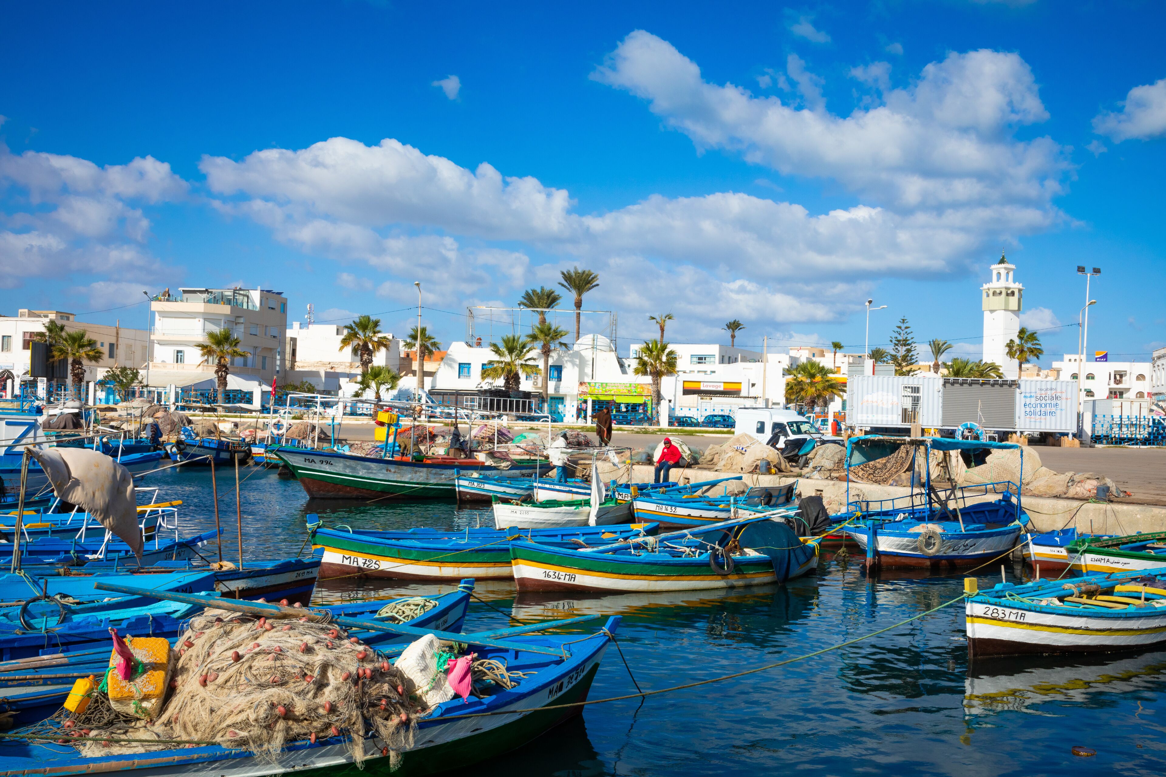 Boats in a fishing port in Mahdia, Tunisia.
