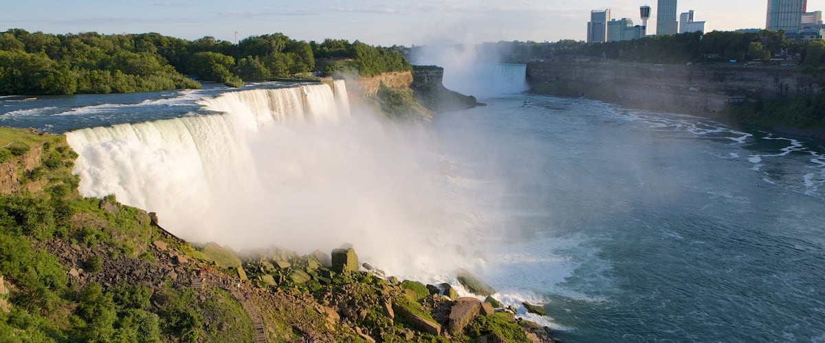 Buffalo which includes a river or creek, a waterfall and a city