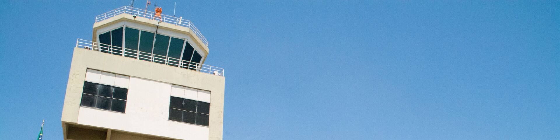 The control tower at Marechal Rondon International Airport at Cuiaba in Brazil