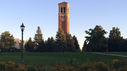 The Campanile at the center of the University of Northern Iowa.