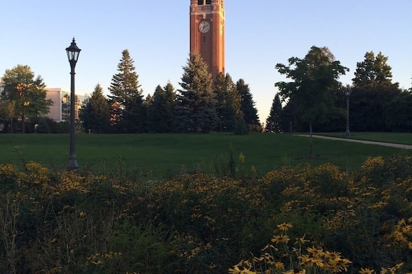The Campanile at the center of the University of Northern Iowa.