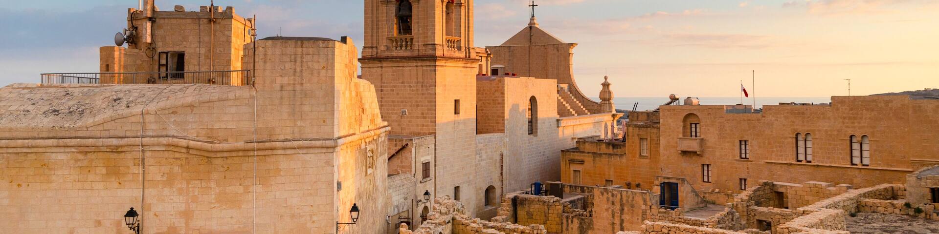 Citadel fortress against cloudy sky in Gozo island, Malta