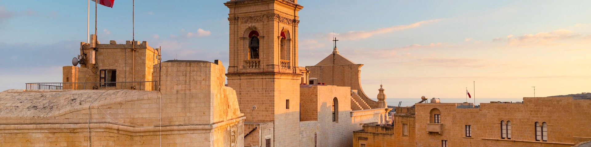 Citadel fortress against cloudy sky in Gozo island, Malta