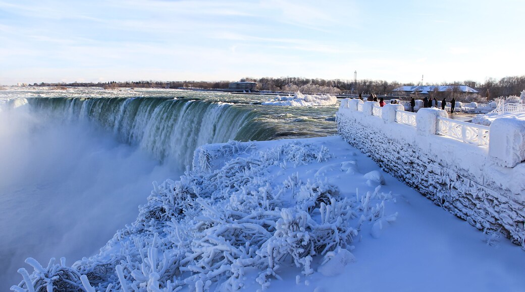 Niagara Falls on the border Ontario river between the USA and Canada Ontario in winter time