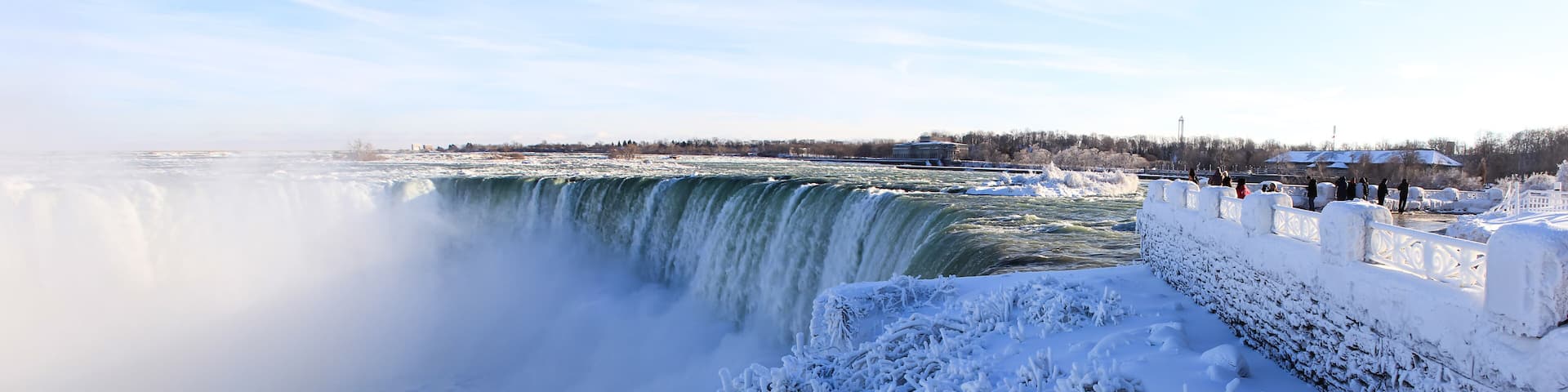 Niagara Falls on the border Ontario river between the USA and Canada Ontario in winter time
