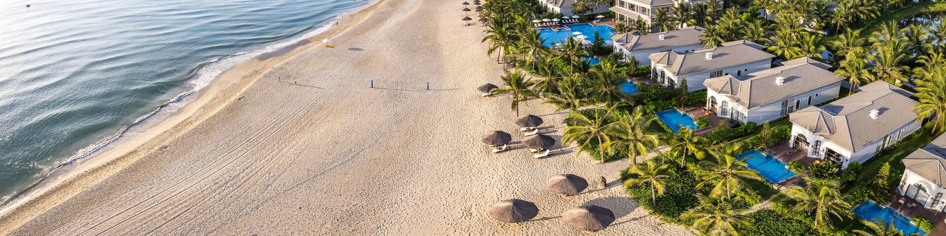 Aerial view of Non Nuoc Beach in Da Nang, Vietnam