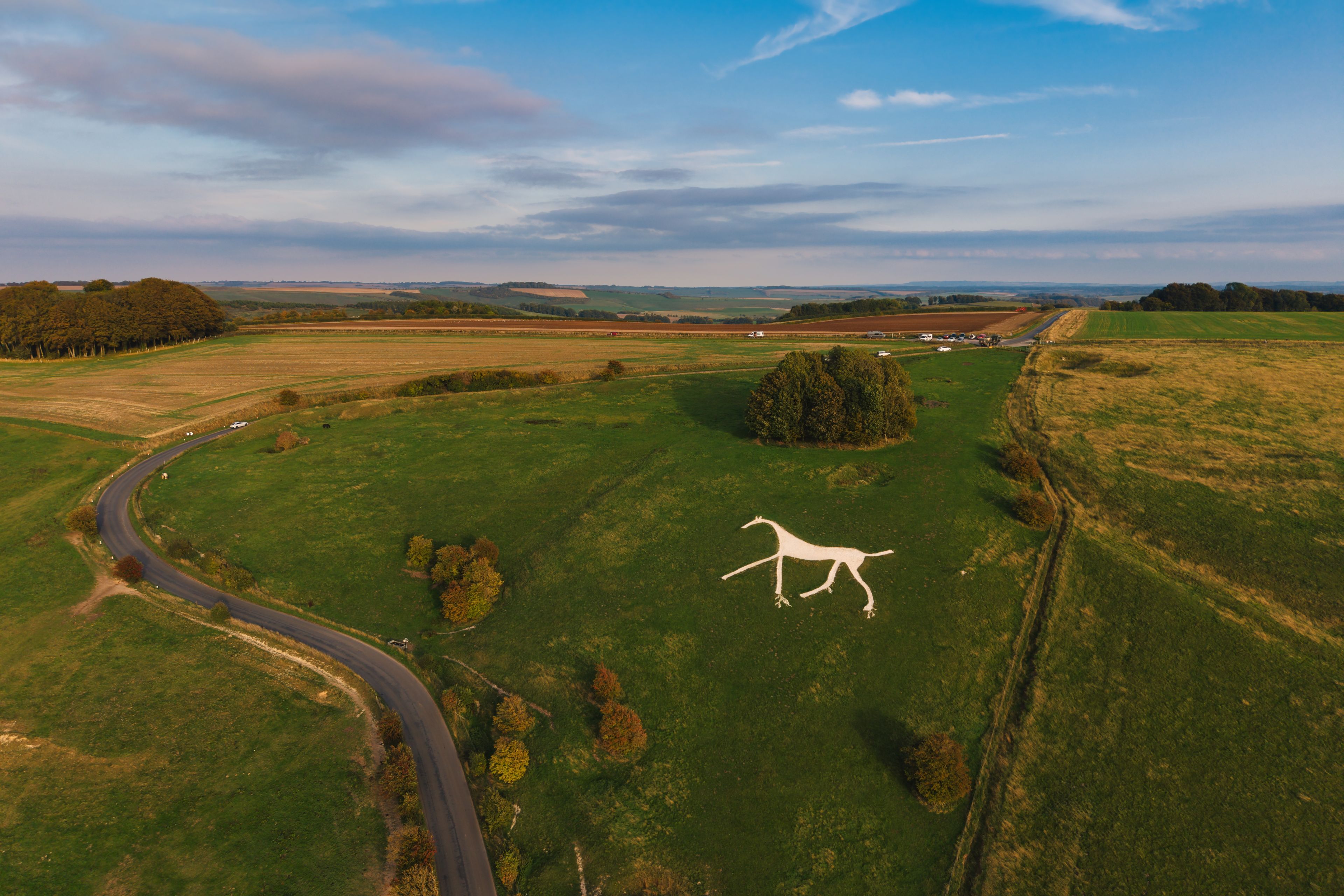 Hackpen hill horse aerial photo