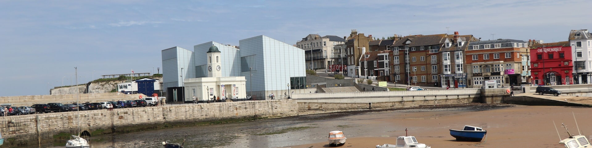 Margate Harbour at low tide with the Turner Contemporary in the background