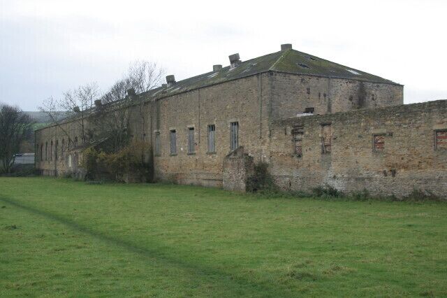 Wolsingham Ironworks The South Building. Viewed from the north; the nearer end with the square windows was a later addition.
