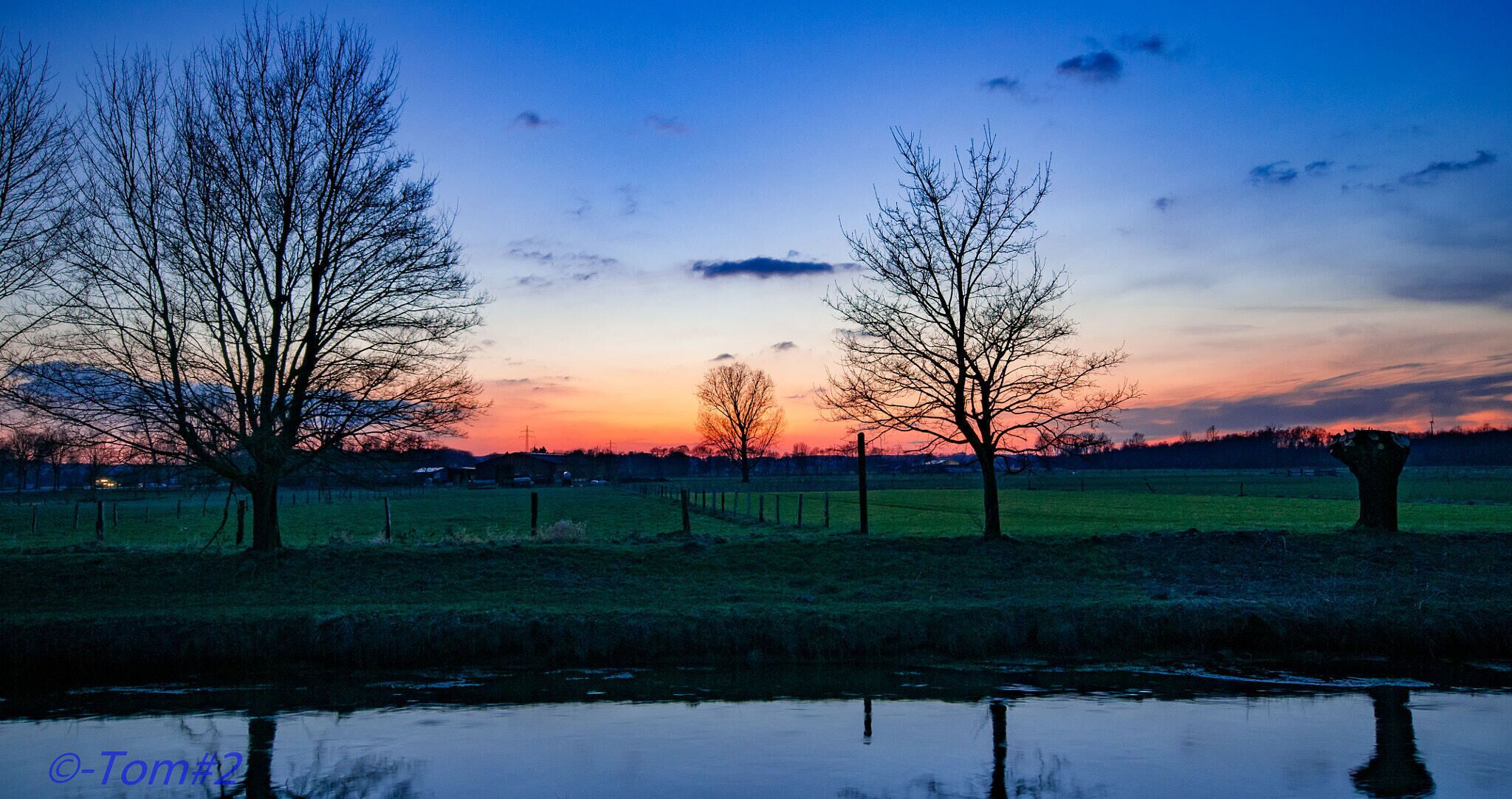 500px provided description: Sunset On A Winterevening [#Trees ,#Nikon ,#Winter ,#Water ,#Cold ,#Blue ,#Sun ,#Sunset ,#Clouds ,#D300 ,#Field ,#Sigma ,#Sunlight ,#Sundown ,#Blue Hour]