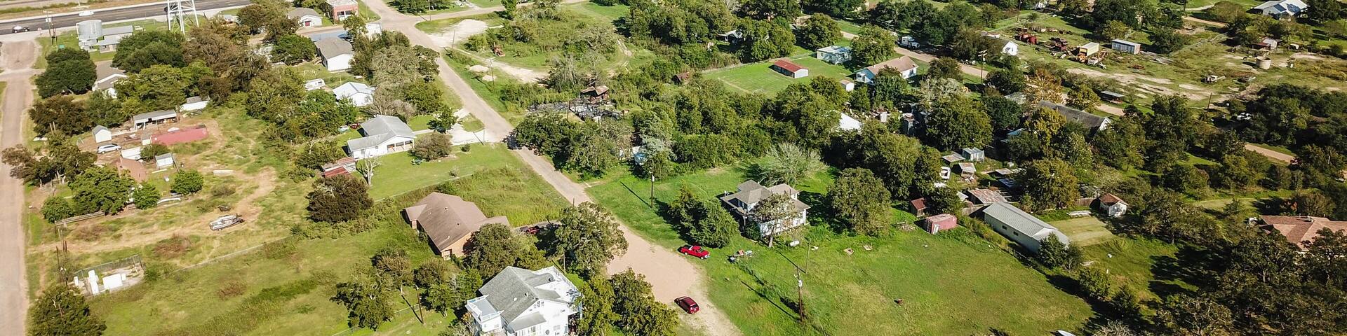 Aerial of Rural Sommervile, Texas in between Austin and Houston