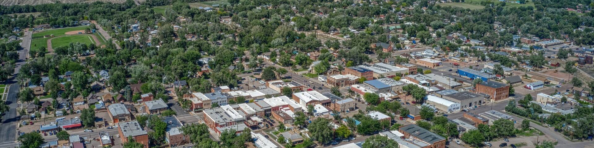 Aerial View of downtown Florence, Colorado