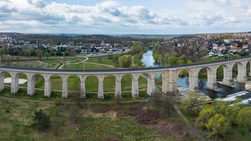 Stone railway viaduct made of sandstone in the city of Bolesławiec