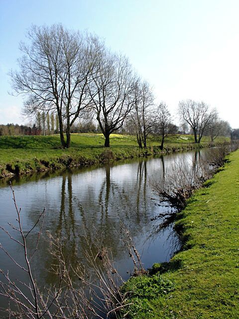 River Churnett by JCB The river runs beside the lake at JCB.