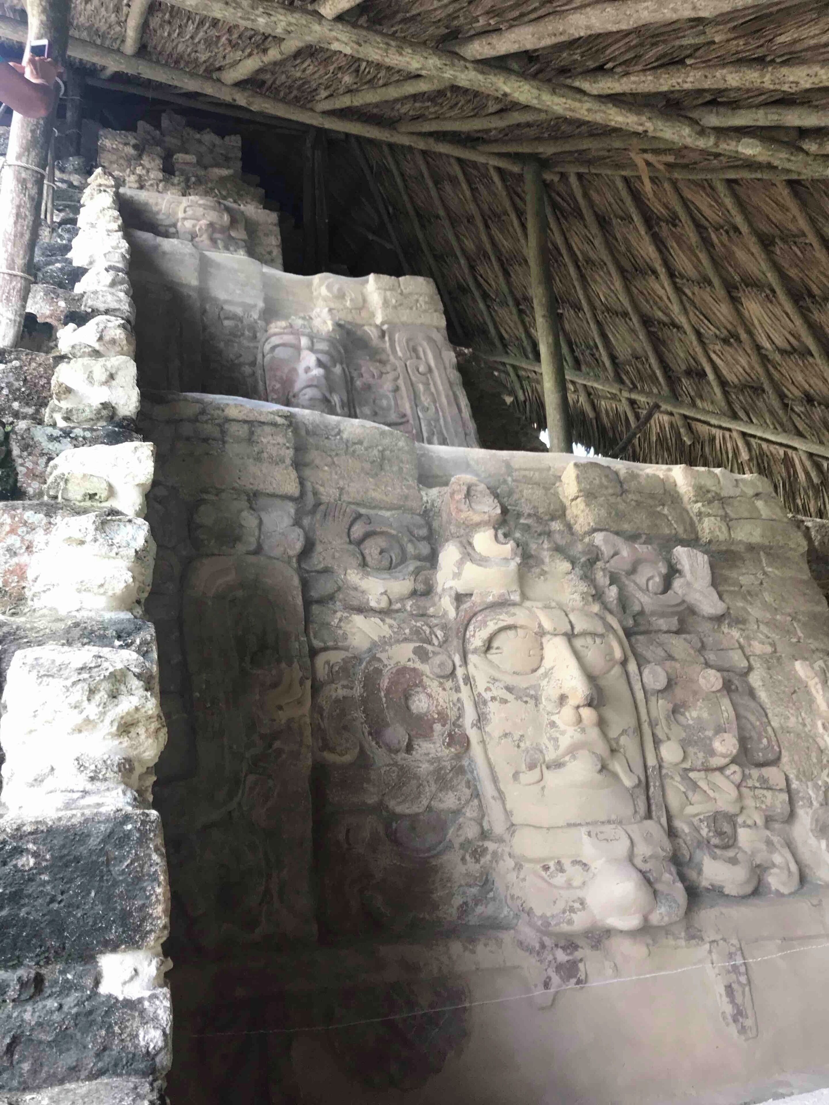 The figure heads at kohunlich. There are 4 faces, one above each other so that each will be highlighted as the sun sets. These were built around 500AD. Most of the faces are still in tact. Truly remarkable!