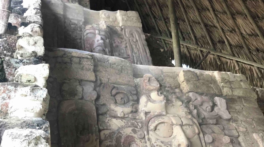 The figure heads at kohunlich. There are 4 faces, one above each other so that each will be highlighted as the sun sets. These were built around 500AD. Most of the faces are still in tact. Truly remarkable!