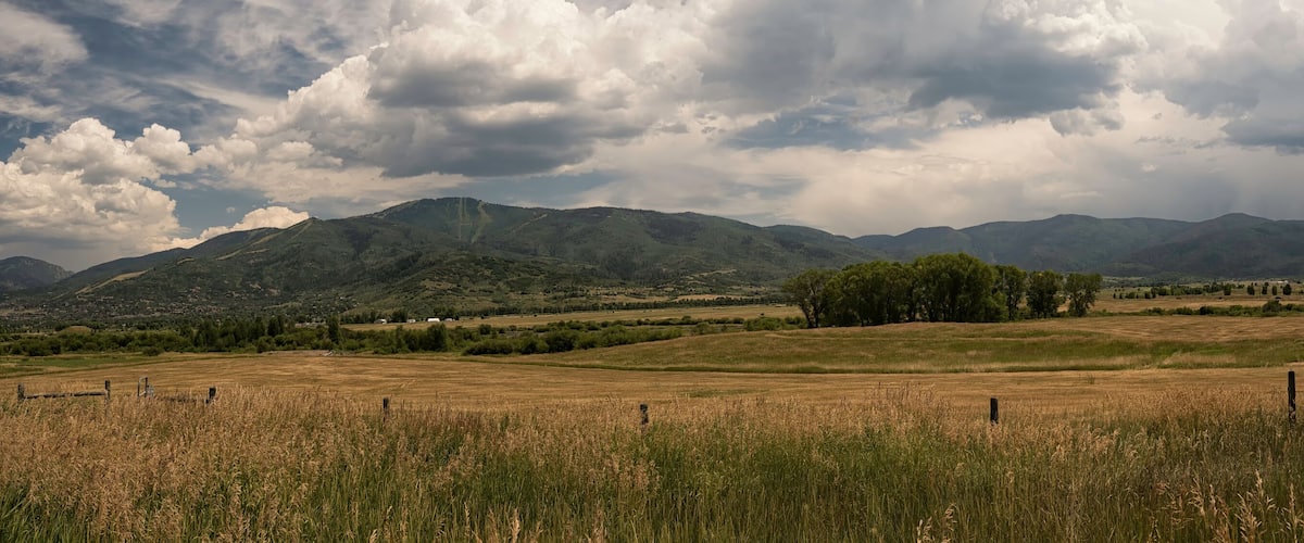 Yampa Valley on stormy evening; near Steamboat Springs, Colorado