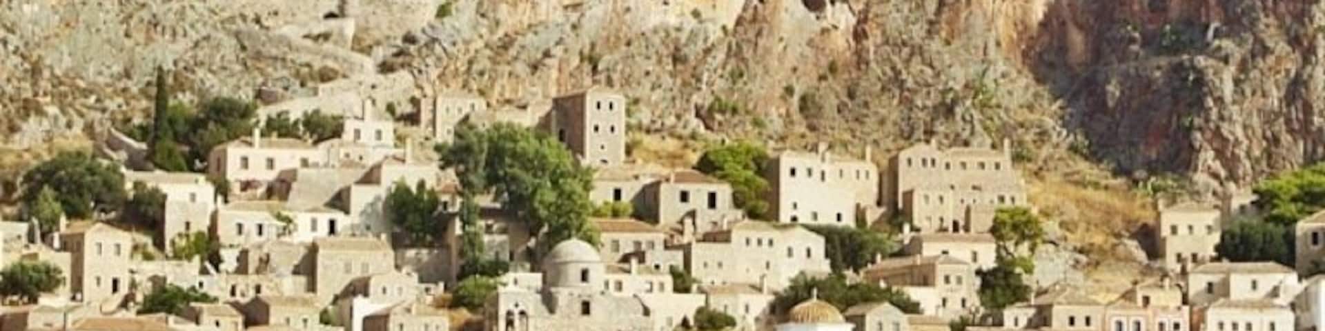 The fortified town of Monemvasia sits upon a rocky peninsula off the east coast of the Peloponnese. Though the 300ft (100m) cliffs proved difficult to conquer, it's strategic position made it a pawn during treaty negotiations.
The lower town and cliff-top fortress were founded in the 6th century and initially served as a refuge during the Slavic and Avaric invasion of Greece. Later, the fortress withstood Arab and Norman invasions in 1147, but finally fell to Achaea after a three year siege in 1248. Over the next few hundred years it was ruled by the Byzantine Empire, then the Vatican, the Venetians, the Ottomans and finally the Greeks.
Today, the lower town has become a quaint tourist village while the upper fortress lies largely in ruins. It's worth the climb up though just to wander the walls and enjoy the views. Watch your step though - you don't want to fall into an ancient cistern!
Monemvasia is a worthy overnight stay. If you aren't up for driving, hop a 4 hour ferry from Athens.