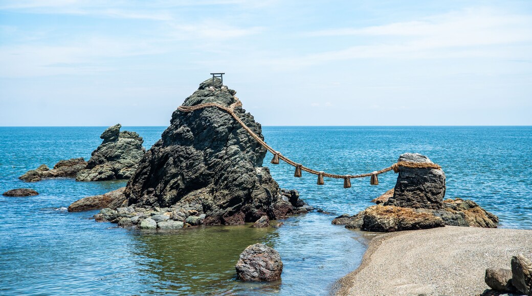 Futami Okitama Shrine, also known as Meoto Iwa Wedded Rocks in Ise, Mie, Japan