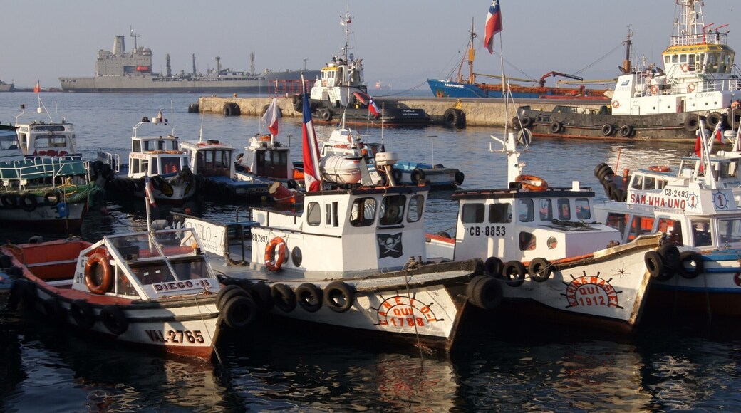 Do Muelle Prat se tem uma vista muito bonita dos barcos ancorados no porto. O colorido das embarcações é realçado com as luzes do pôr do sol sendo uma oportunidade para meia dúzia de fotografias.
#muelleprat #puerto #valparaiso #chile