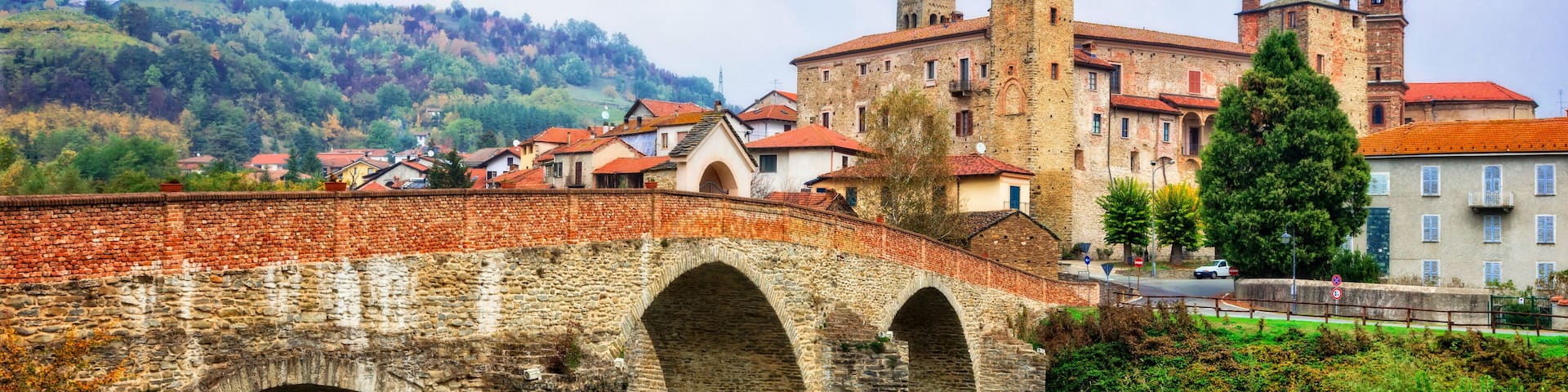 impressive medieval Bormida monastery and castle in regione Asti in Piemonte, Italy