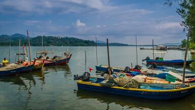 Boats on the river at Perak, Malaysia
