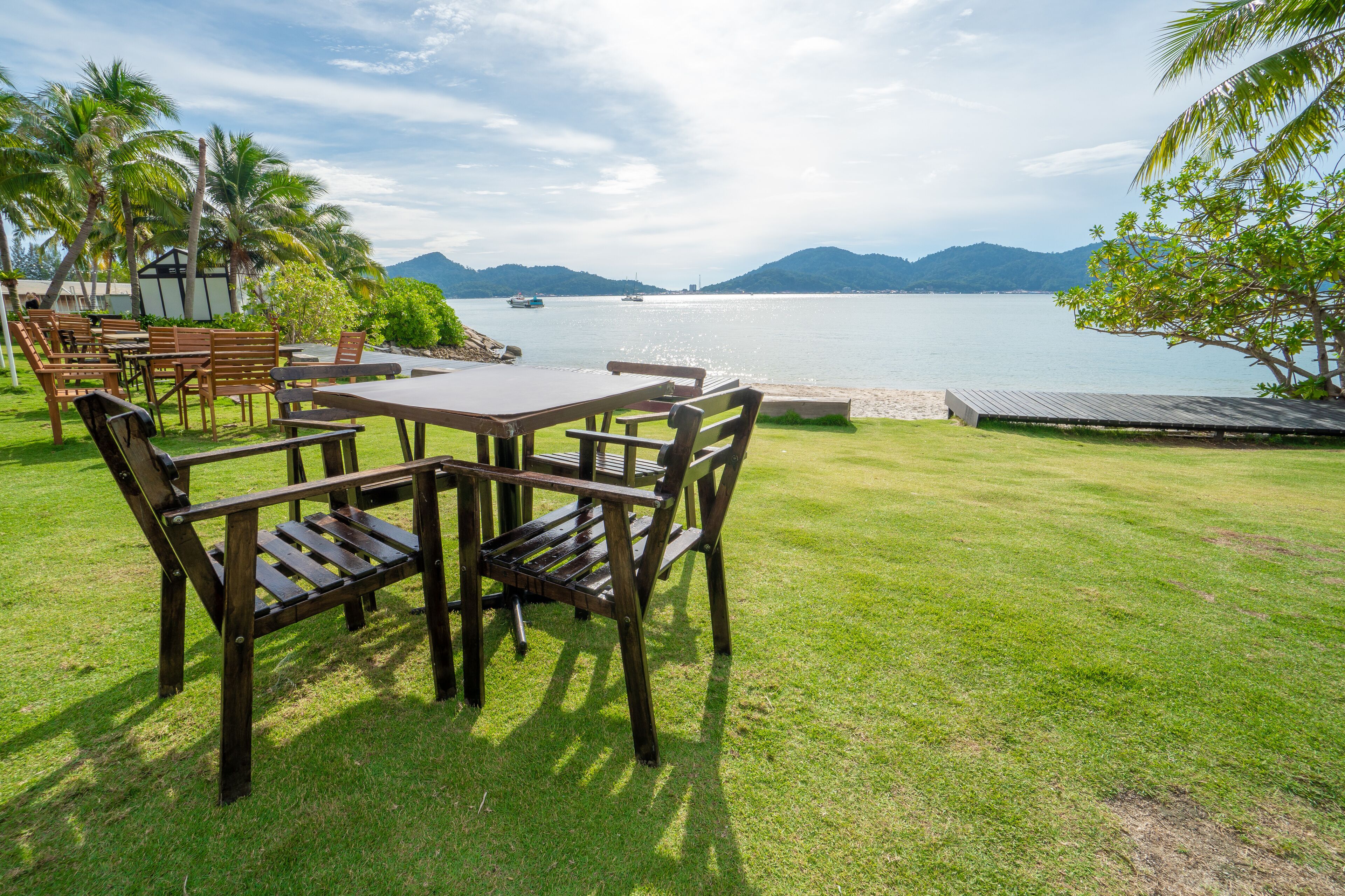 Beach and landscape view of Lumut Beach in Malaysia. Holidays Concept