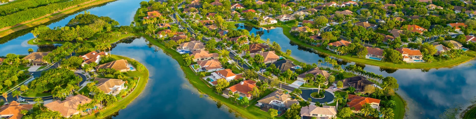 Aerial drone photo of luxury homes in Weston Florida
