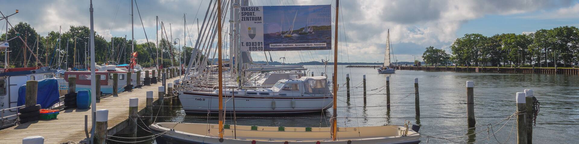 Lauterbach harbour at Lauterbach, district of Putbus, Landkreis Vorpommern-Rügen, Mecklenburg-Vorpommern, Germany.