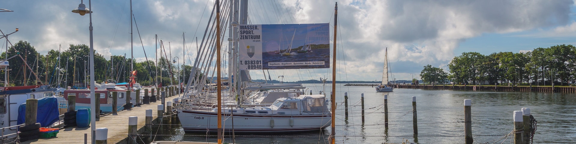 Lauterbach harbour at Lauterbach, district of Putbus, Landkreis Vorpommern-Rügen, Mecklenburg-Vorpommern, Germany.