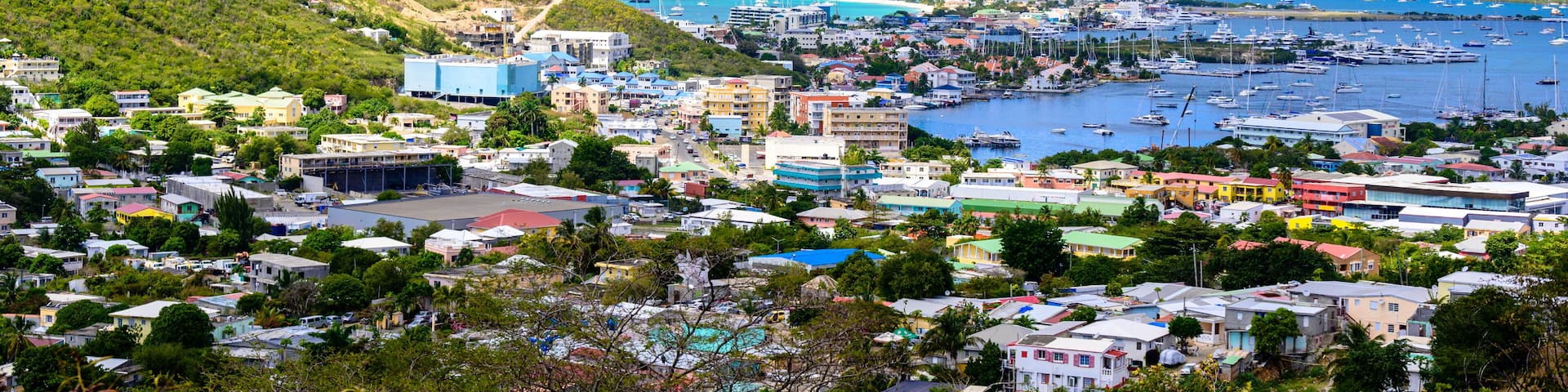 Areal view of the island of Saint Maarteen