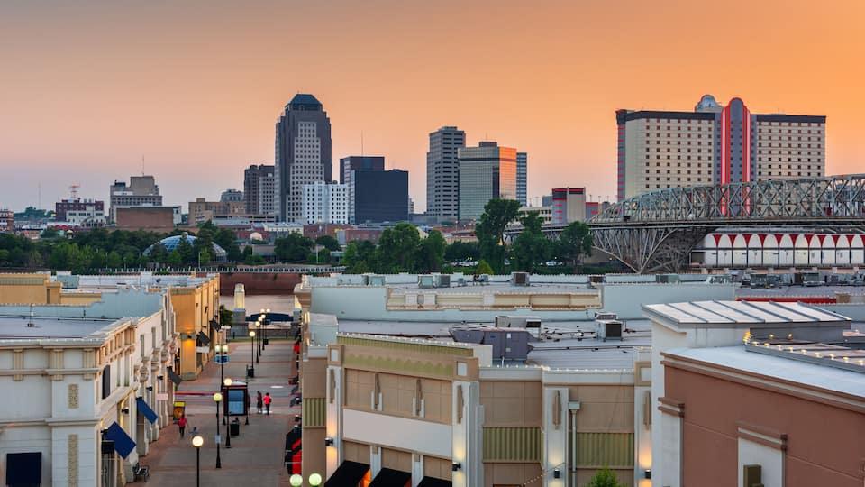 Shreveport, Louisiana, USA Downtown City Skyline