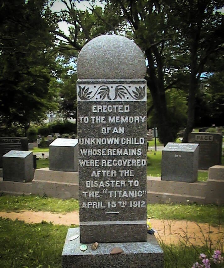 A tombstone to an unknown child, a victim to one of the worst maritime disaster.