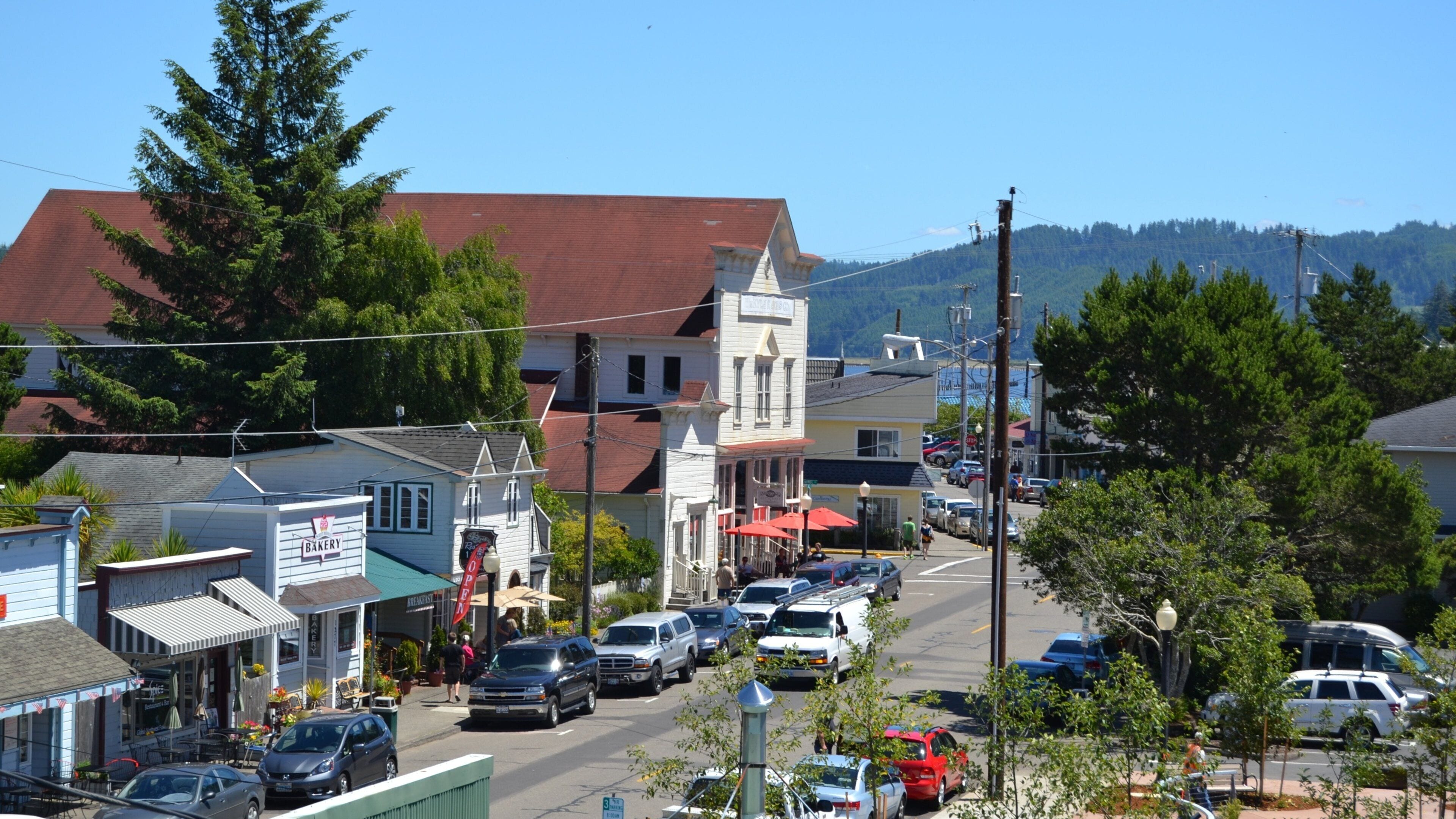 Eugene showing a small town or village, street scenes and heritage elements