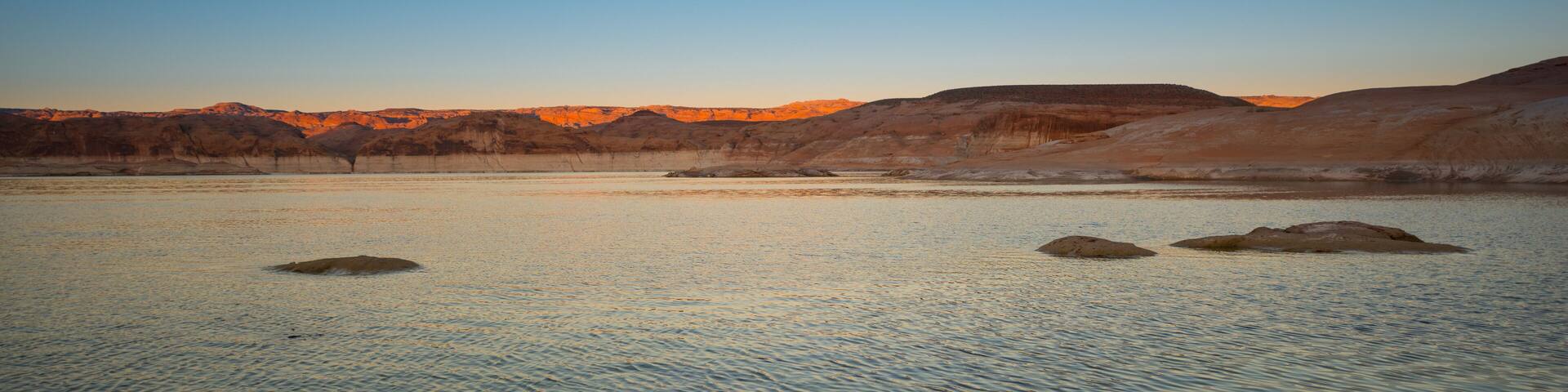 Lake Powell near Bullfrog Marina Panoramic Shot at Sunset