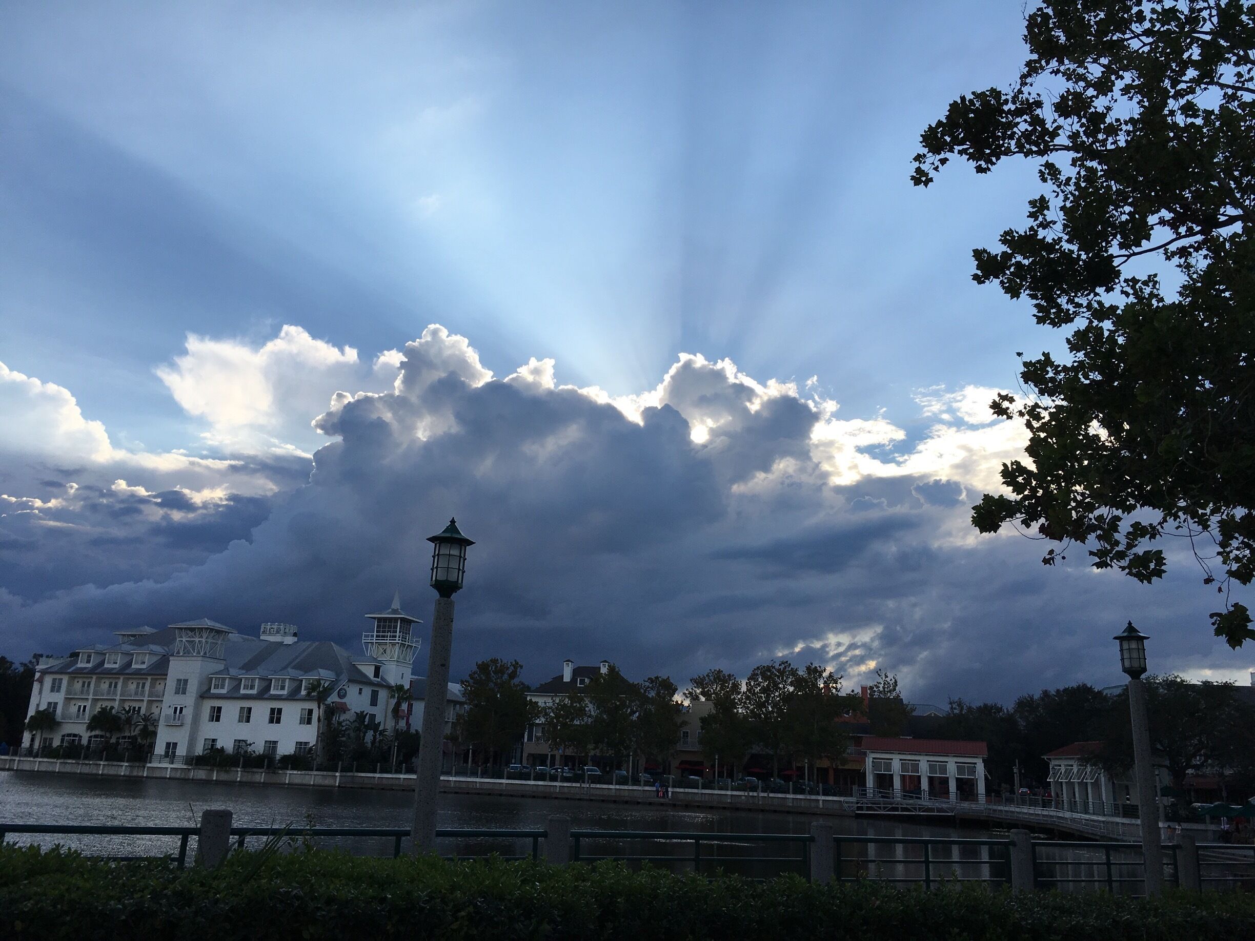 Beautiful light display in the clouds looking st the Bohemian Hotel 